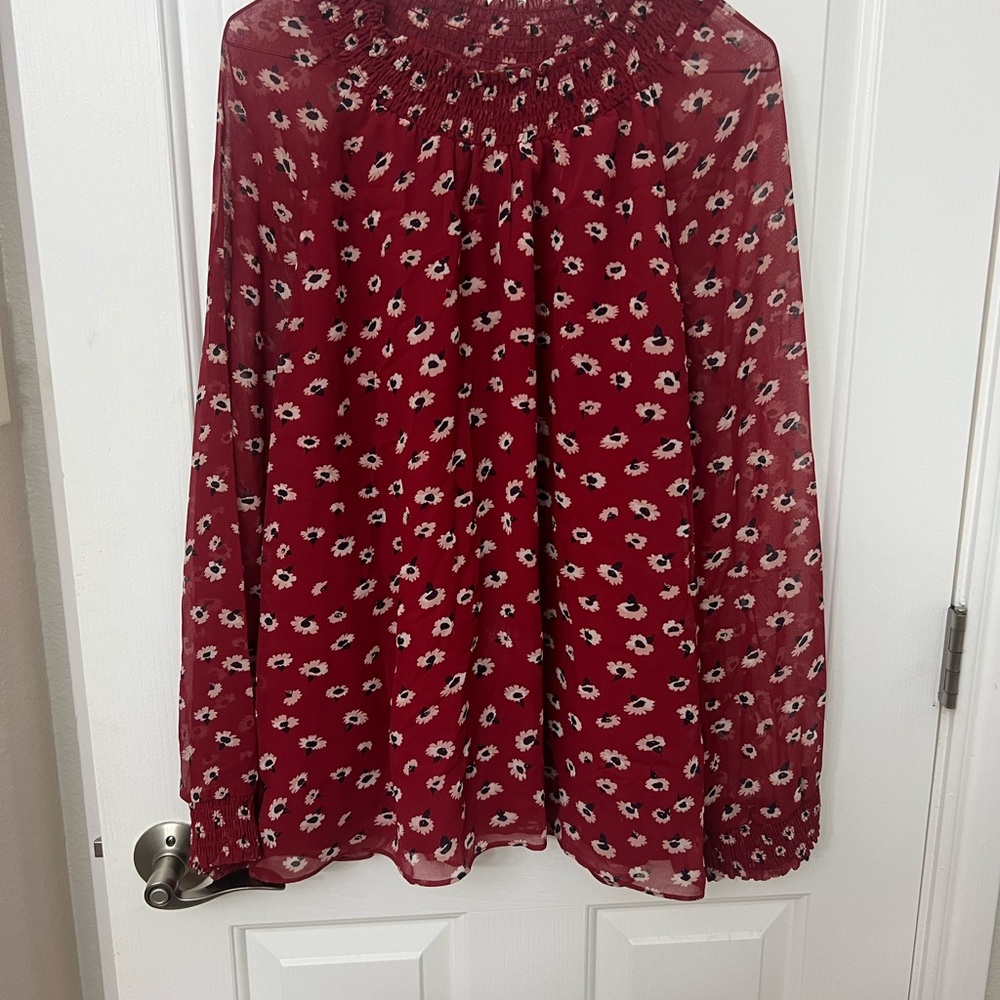Madewell Burgundy Floral Top